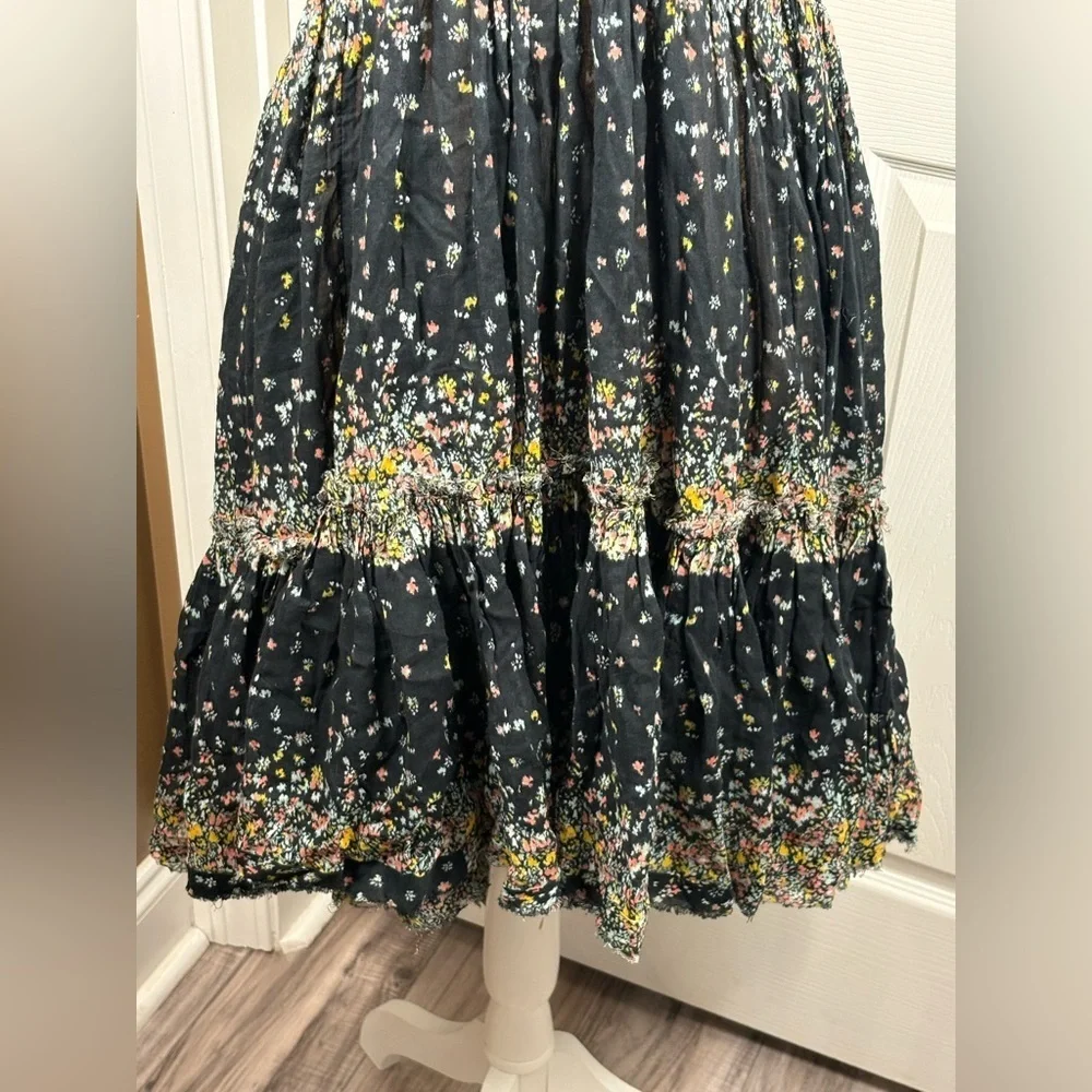 Free People 100 Degree floral print flowy tunic dress in black. Size Small